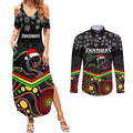 custom-panthers-rugby-christmas-couples-matching-summer-maxi-dress-and-long-sleeve-button-shirt-merry-xmas-2023-mix-aboriginal-art-black-version