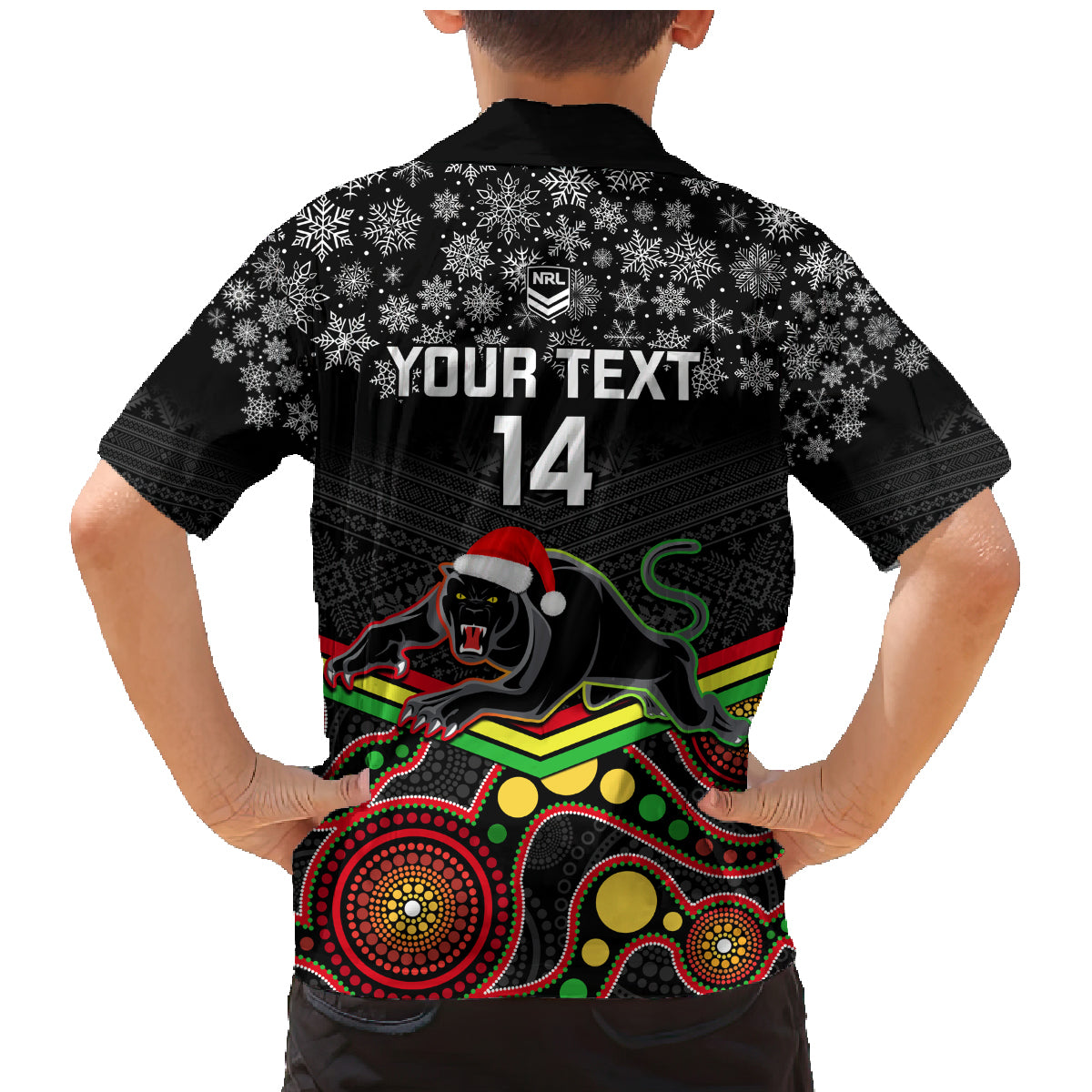 custom-panthers-rugby-christmas-family-matching-mermaid-dress-and-hawaiian-shirt-merry-xmas-2023-mix-aboriginal-art-black-version