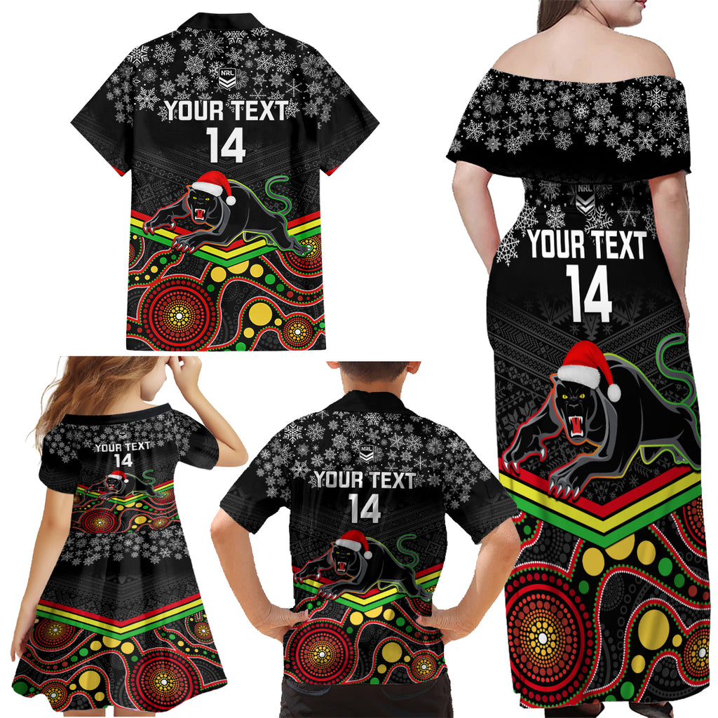 custom-panthers-rugby-christmas-family-matching-off-shoulder-maxi-dress-and-hawaiian-shirt-merry-xmas-2023-mix-aboriginal-art-black-version