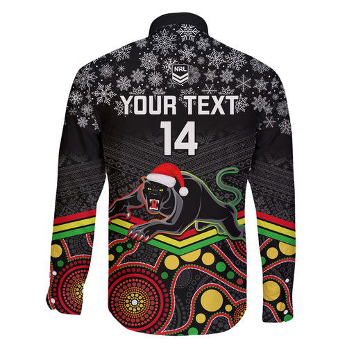 custom-panthers-rugby-christmas-family-matching-off-shoulder-maxi-dress-and-hawaiian-shirt-merry-xmas-2023-mix-aboriginal-art-black-version