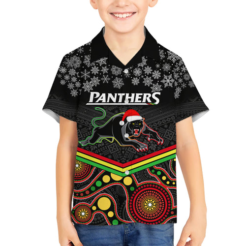 custom-panthers-rugby-christmas-family-matching-off-shoulder-maxi-dress-and-hawaiian-shirt-merry-xmas-2023-mix-aboriginal-art-black-version