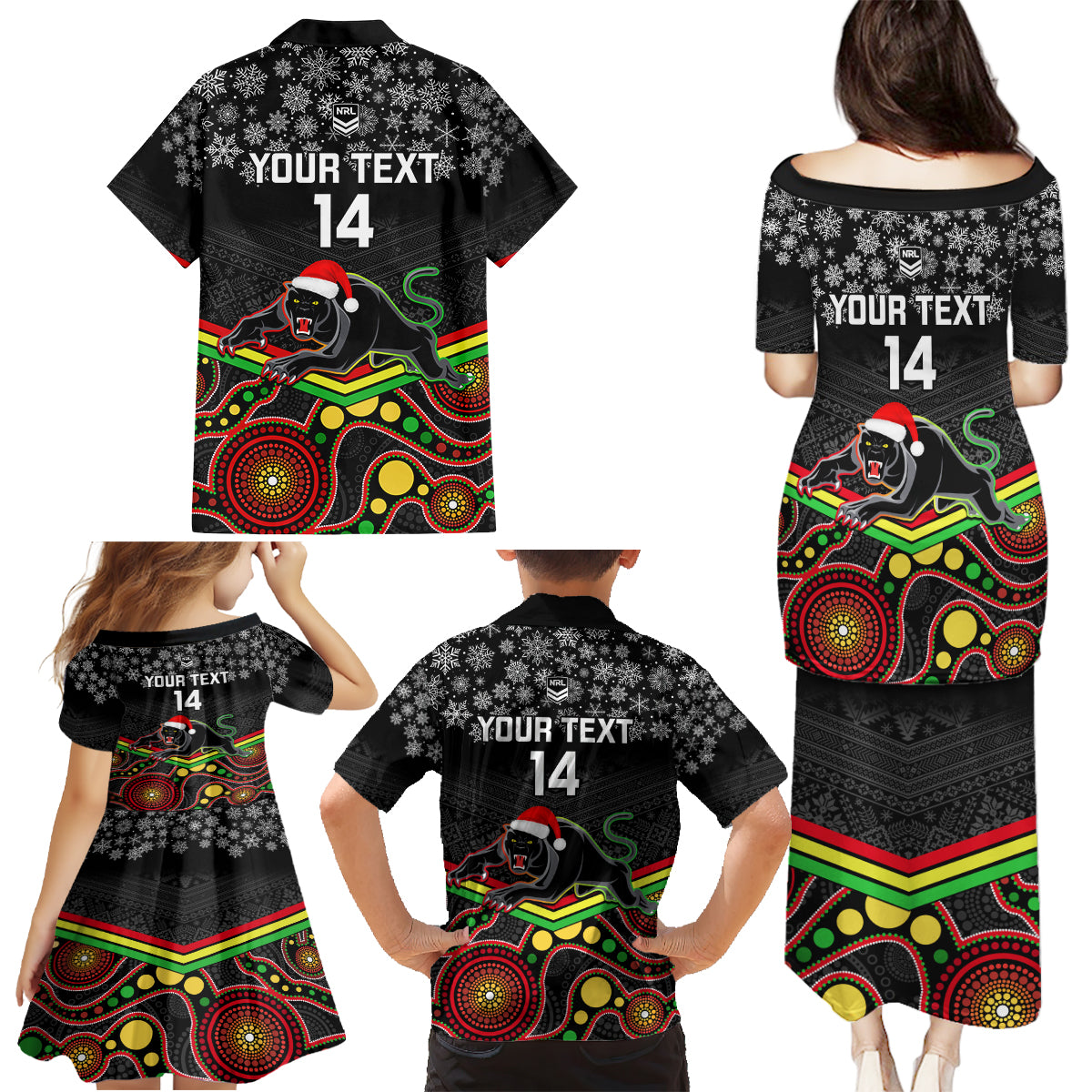 custom-panthers-rugby-christmas-family-matching-puletasi-dress-and-hawaiian-shirt-merry-xmas-2023-mix-aboriginal-art-black-version