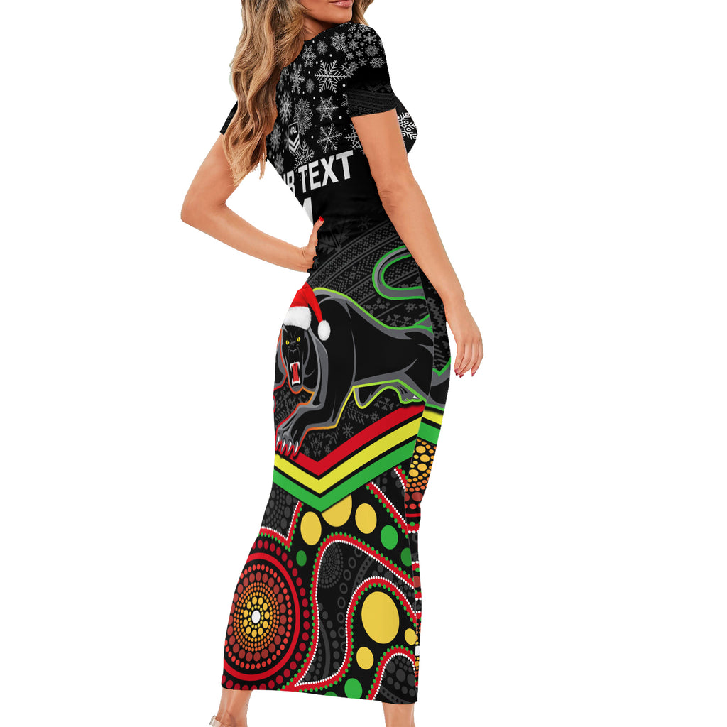 custom-panthers-rugby-christmas-family-matching-short-sleeve-bodycon-dress-and-hawaiian-shirt-merry-xmas-2023-mix-aboriginal-art-black-version