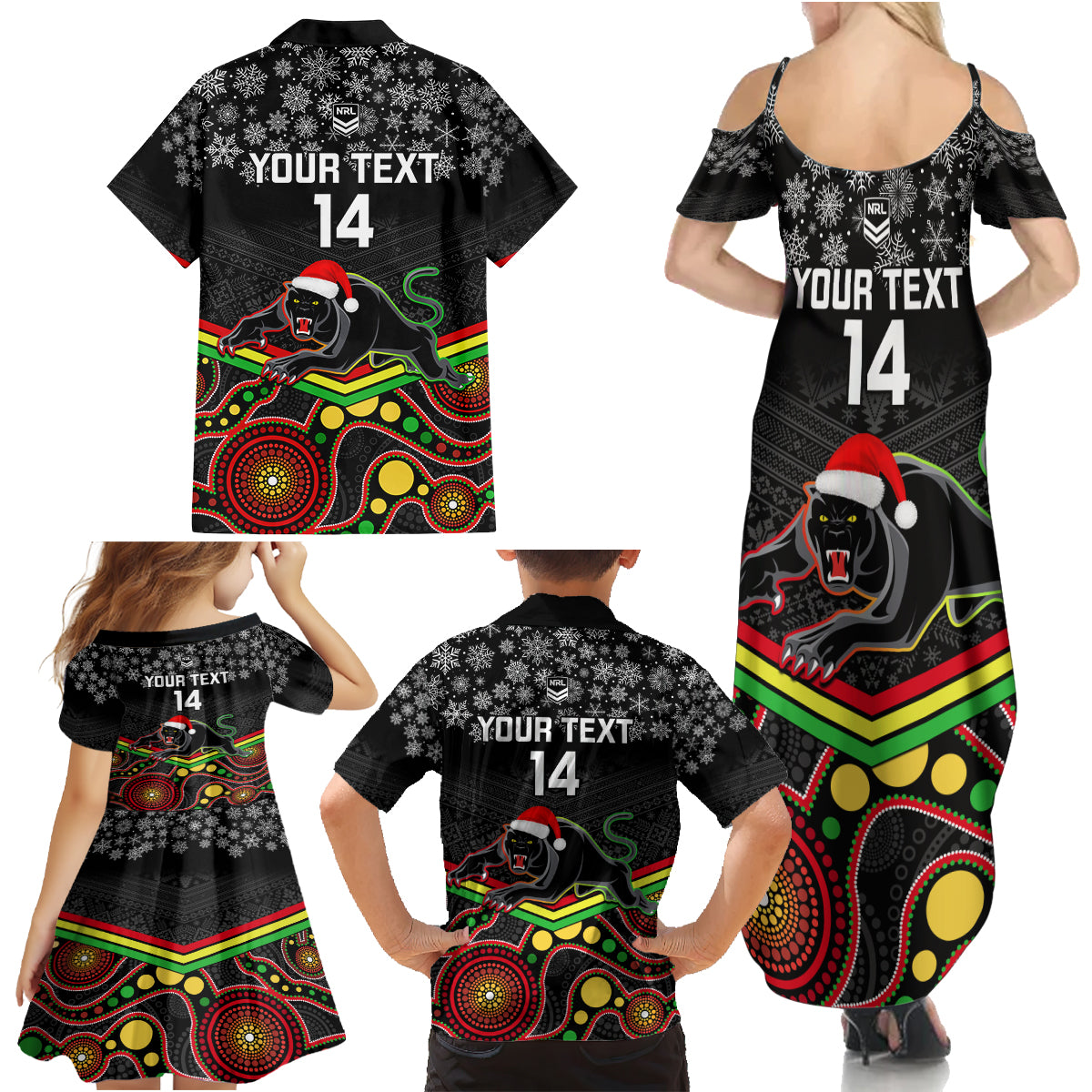 custom-panthers-rugby-christmas-family-matching-summer-maxi-dress-and-hawaiian-shirt-merry-xmas-2023-mix-aboriginal-art-black-version