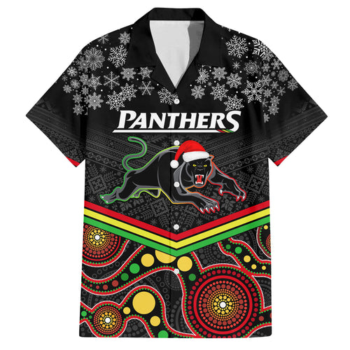 custom-panthers-rugby-christmas-family-matching-summer-maxi-dress-and-hawaiian-shirt-merry-xmas-2023-mix-aboriginal-art-black-version