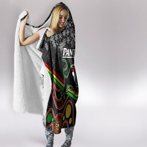 custom-panthers-rugby-christmas-hooded-blanket-merry-xmas-2023-mix-aboriginal-art-black-version