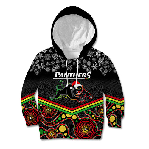 custom-panthers-rugby-christmas-kid-hoodie-merry-xmas-2023-mix-aboriginal-art-black-version