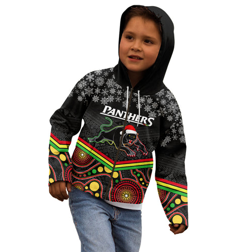 custom-panthers-rugby-christmas-kid-hoodie-merry-xmas-2023-mix-aboriginal-art-black-version