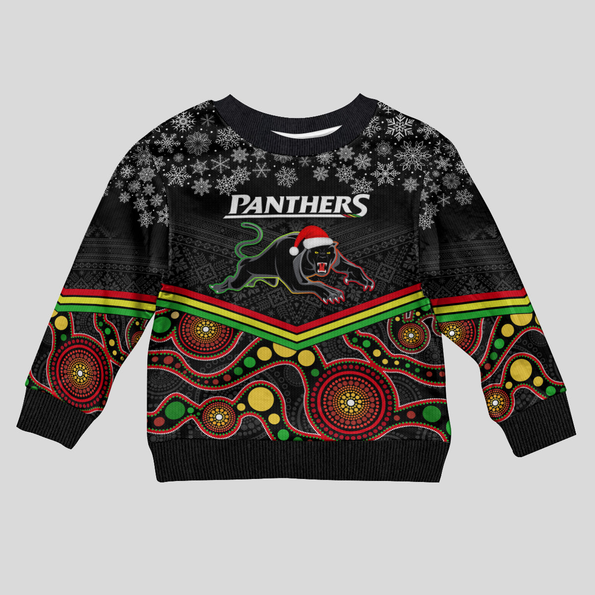 custom-panthers-rugby-christmas-kid-ugly-christmas-sweater-merry-xmas-2023-mix-aboriginal-art-black-version