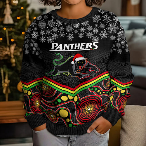 custom-panthers-rugby-christmas-kid-ugly-christmas-sweater-merry-xmas-2023-mix-aboriginal-art-black-version