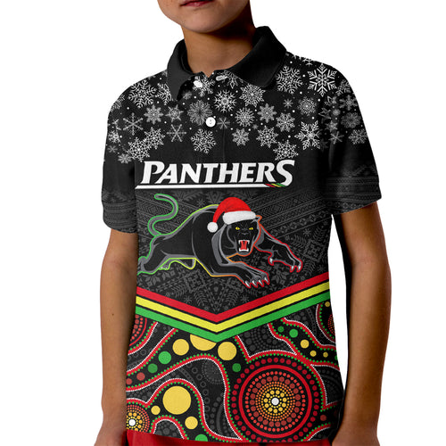custom-panthers-rugby-christmas-kid-polo-shirt-merry-xmas-2023-mix-aboriginal-art-black-version