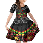 custom-panthers-rugby-christmas-kid-short-sleeve-dress-merry-xmas-2023-mix-aboriginal-art-black-version