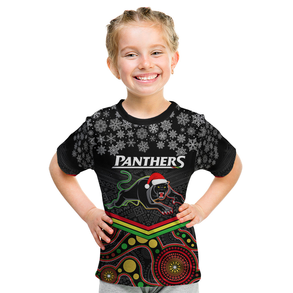 custom-panthers-rugby-christmas-kid-t-shirt-merry-xmas-2023-mix-aboriginal-art-black-version