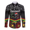 custom-panthers-rugby-christmas-long-sleeve-button-shirt-merry-xmas-2023-mix-aboriginal-art-black-version