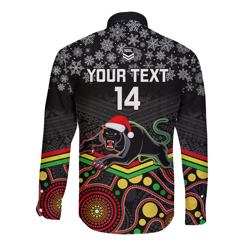 custom-panthers-rugby-christmas-long-sleeve-button-shirt-merry-xmas-2023-mix-aboriginal-art-black-version