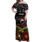 custom-panthers-rugby-christmas-off-shoulder-maxi-dress-merry-xmas-2023-mix-aboriginal-art-black-version