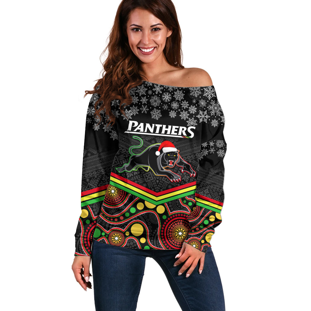 custom-panthers-rugby-christmas-off-shoulder-sweater-merry-xmas-2023-mix-aboriginal-art-black-version