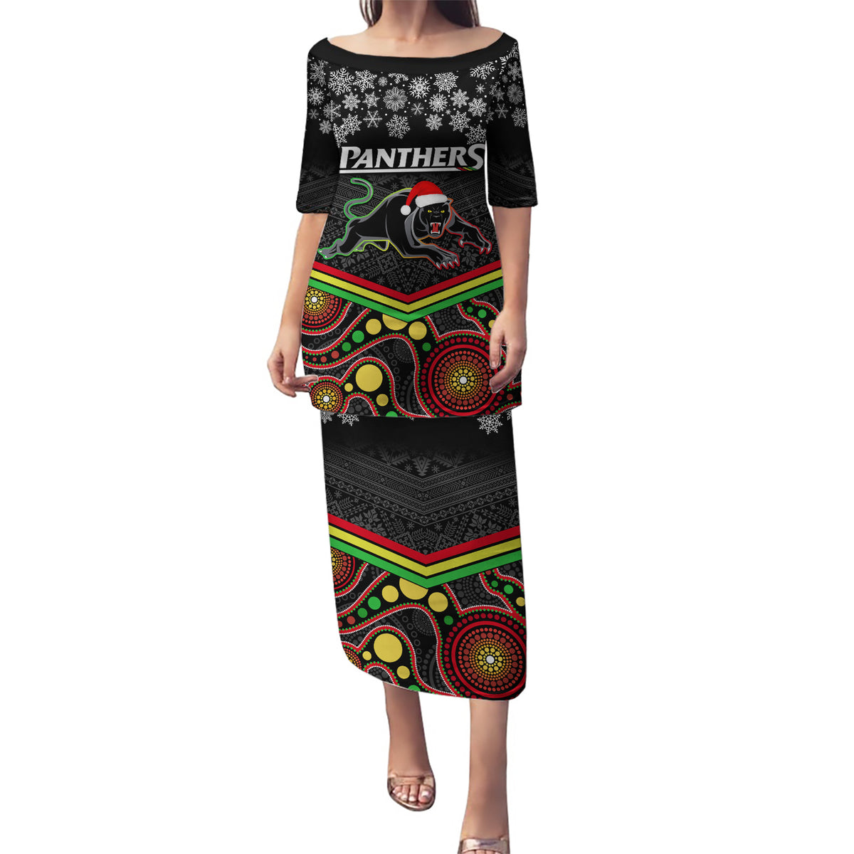 custom-panthers-rugby-christmas-puletasi-merry-xmas-2023-mix-aboriginal-art-black-version
