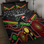 custom-panthers-rugby-christmas-quilt-bed-set-merry-xmas-2023-mix-aboriginal-art-black-version