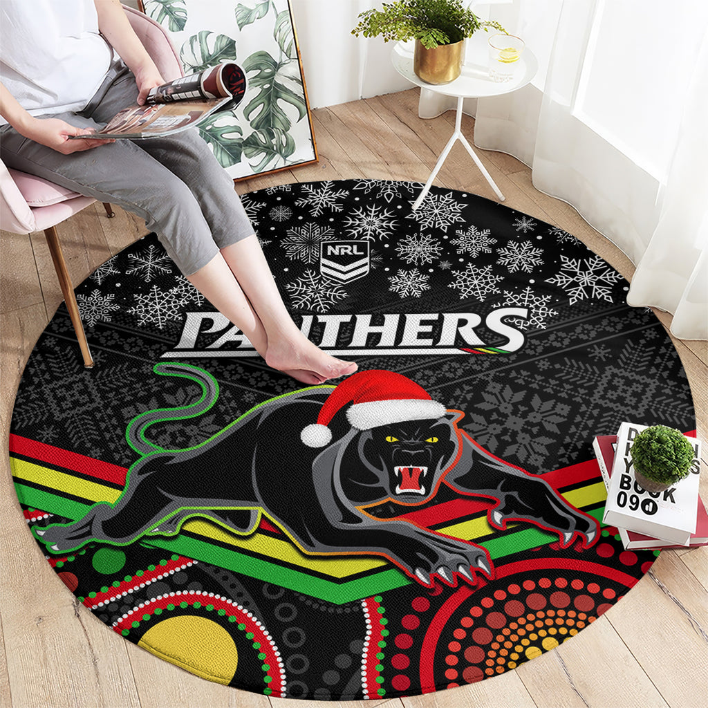 custom-panthers-rugby-christmas-round-carpet-merry-xmas-2023-mix-aboriginal-art-black-version