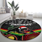custom-panthers-rugby-christmas-round-carpet-merry-xmas-2023-mix-aboriginal-art-black-version