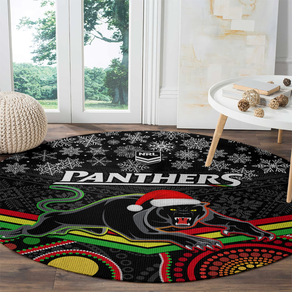 custom-panthers-rugby-christmas-round-carpet-merry-xmas-2023-mix-aboriginal-art-black-version