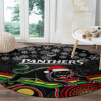 custom-panthers-rugby-christmas-round-carpet-merry-xmas-2023-mix-aboriginal-art-black-version