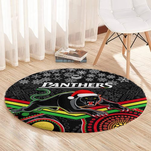 custom-panthers-rugby-christmas-round-carpet-merry-xmas-2023-mix-aboriginal-art-black-version