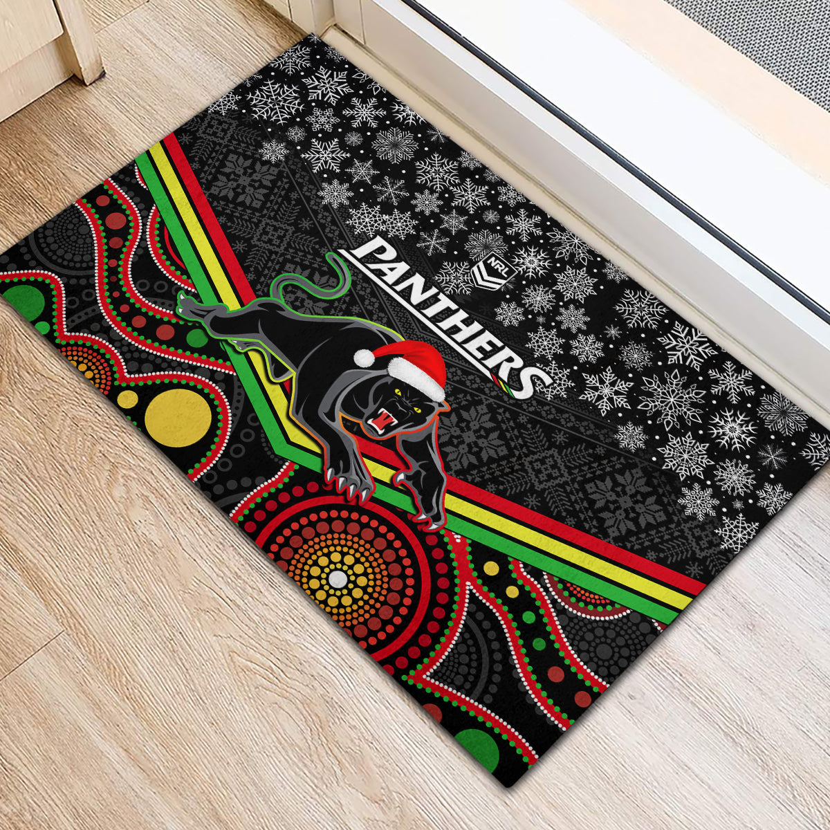 custom-panthers-rugby-christmas-rubber-doormat-merry-xmas-2023-mix-aboriginal-art-black-version