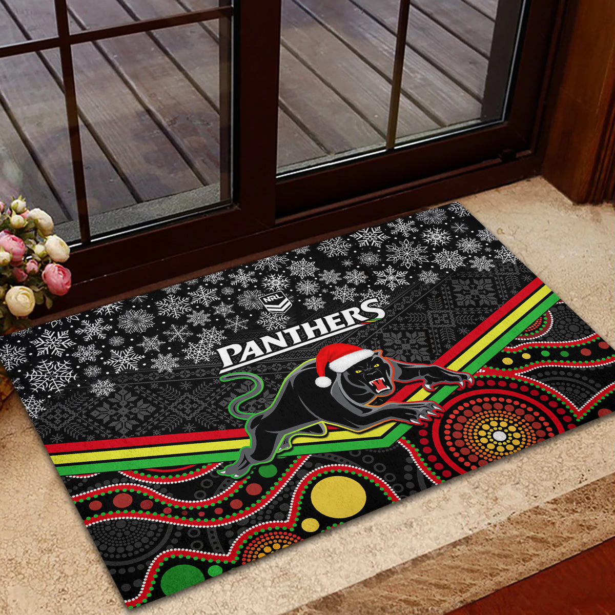 custom-panthers-rugby-christmas-rubber-doormat-merry-xmas-2023-mix-aboriginal-art-black-version