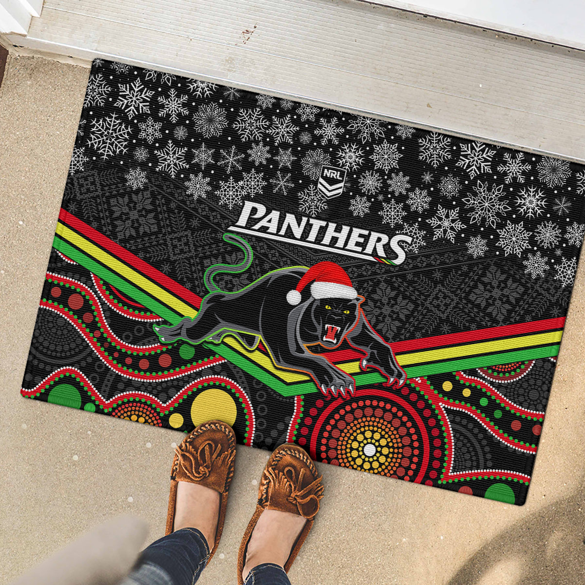 custom-panthers-rugby-christmas-rubber-doormat-merry-xmas-2023-mix-aboriginal-art-black-version