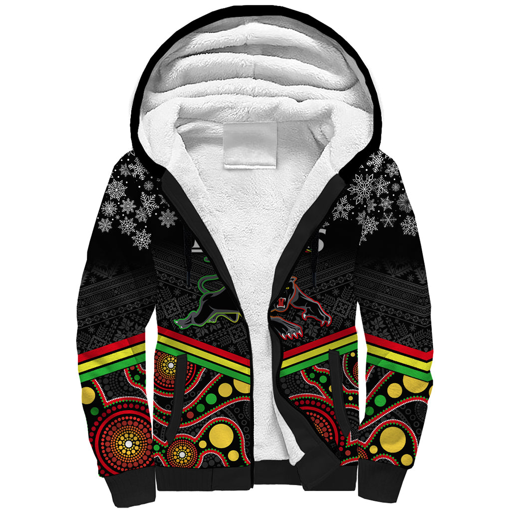 custom-panthers-rugby-christmas-sherpa-hoodie-merry-xmas-2023-mix-aboriginal-art-black-version