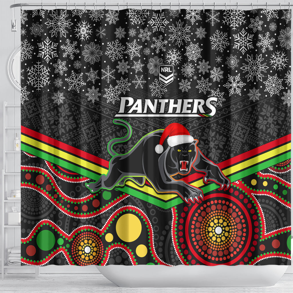 custom-panthers-rugby-christmas-shower-curtain-merry-xmas-2023-mix-aboriginal-art-black-version