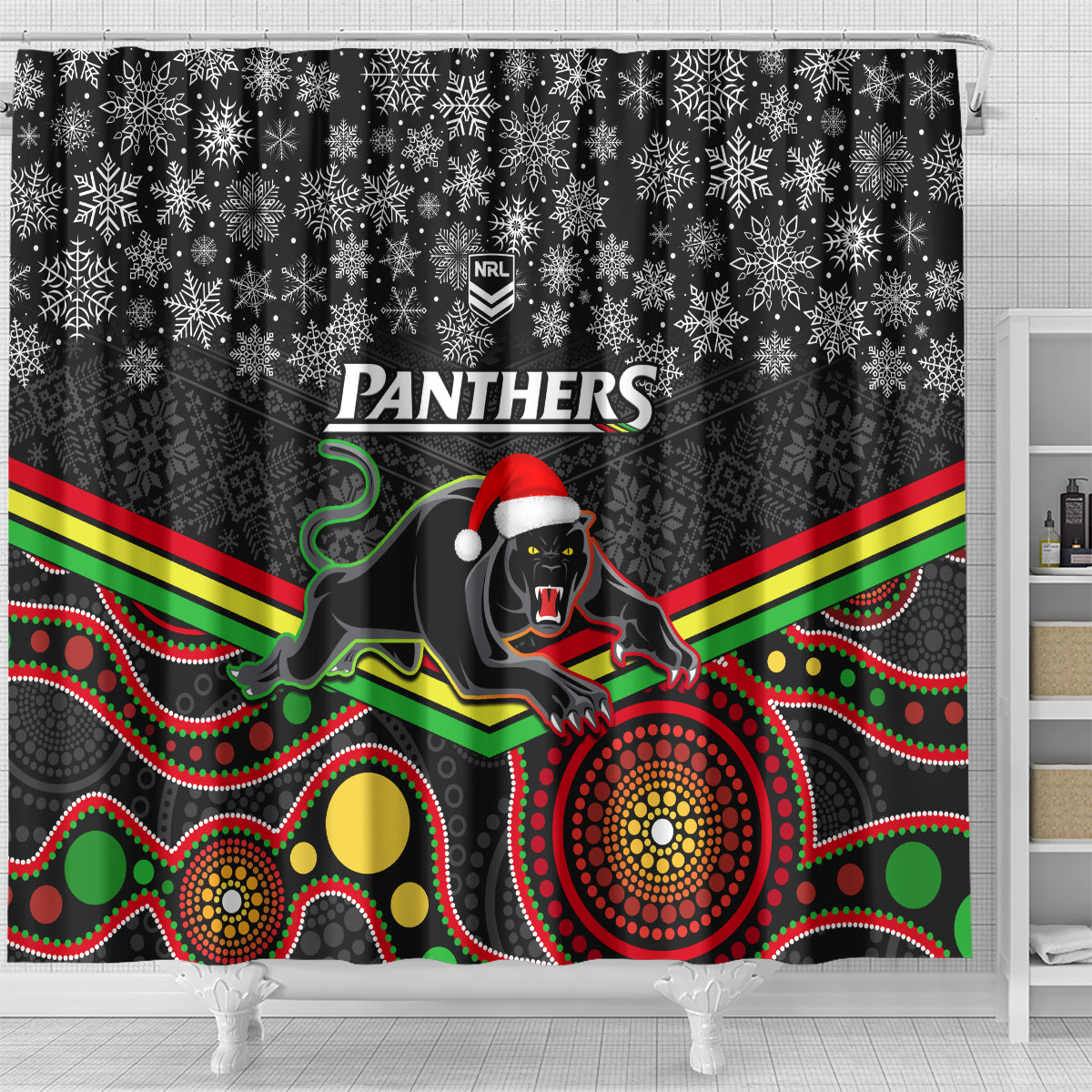 custom-panthers-rugby-christmas-shower-curtain-merry-xmas-2023-mix-aboriginal-art-black-version