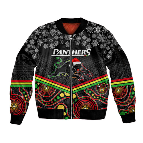 custom-panthers-rugby-christmas-sleeve-zip-bomber-jacket-merry-xmas-2023-mix-aboriginal-art-black-version