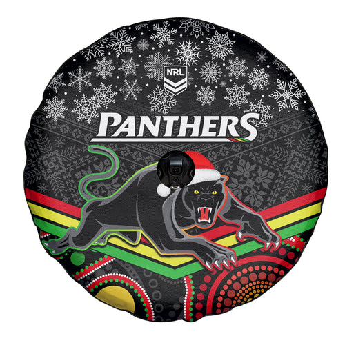 custom-panthers-rugby-christmas-spare-tire-cover-merry-xmas-2023-mix-aboriginal-art-black-version