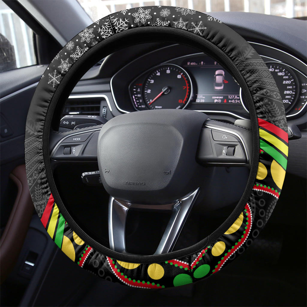 Panthers Rugby Christmas Steering Wheel Cover Merry Xmas 2023 Mix Aboriginal Art Black Version