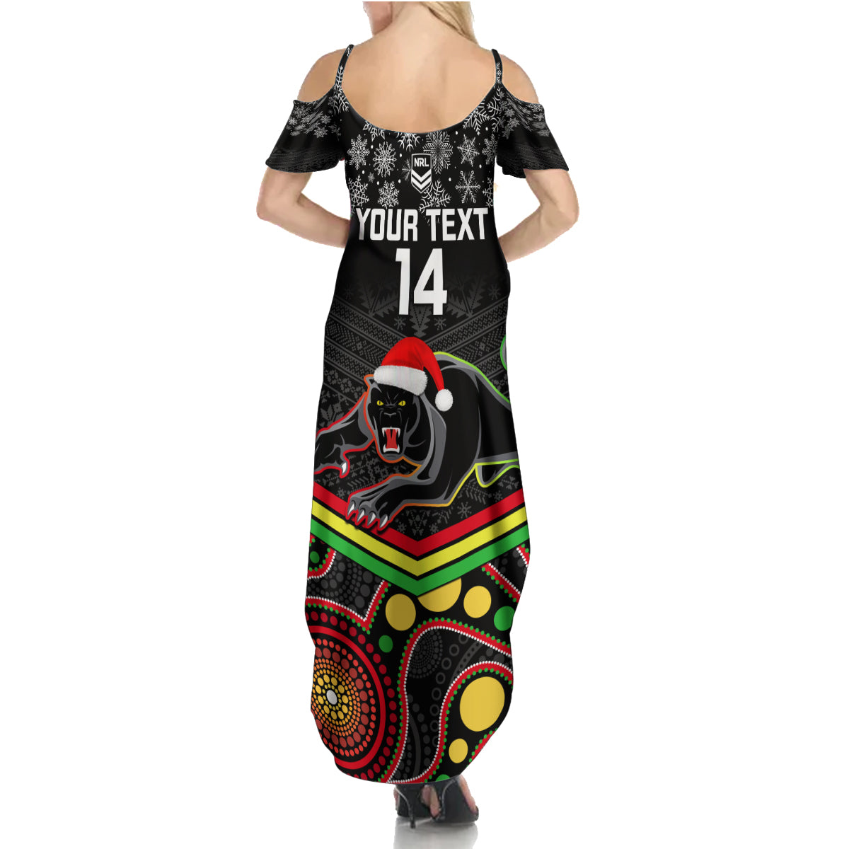 custom-panthers-rugby-christmas-summer-maxi-dress-merry-xmas-2023-mix-aboriginal-art-black-version