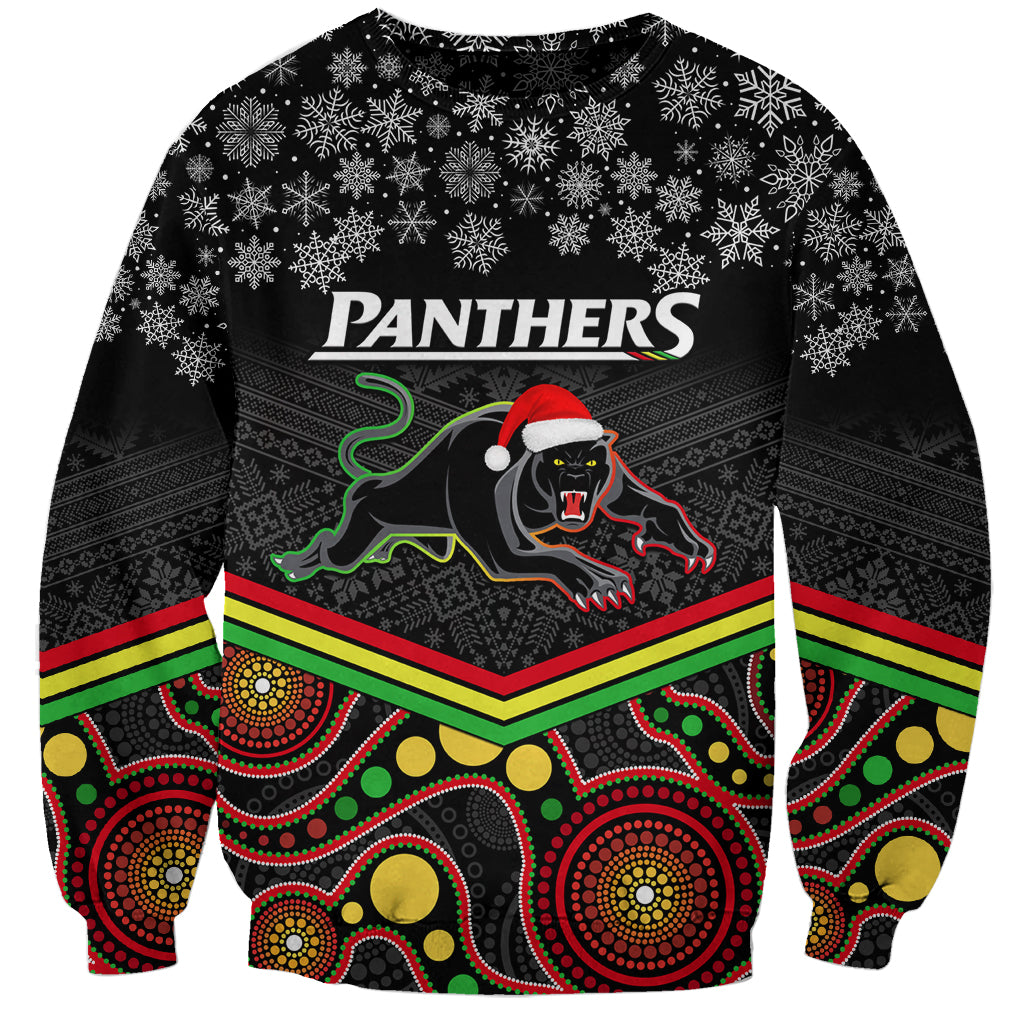 custom-panthers-rugby-christmas-sweatshirt-merry-xmas-2023-mix-aboriginal-art-black-version