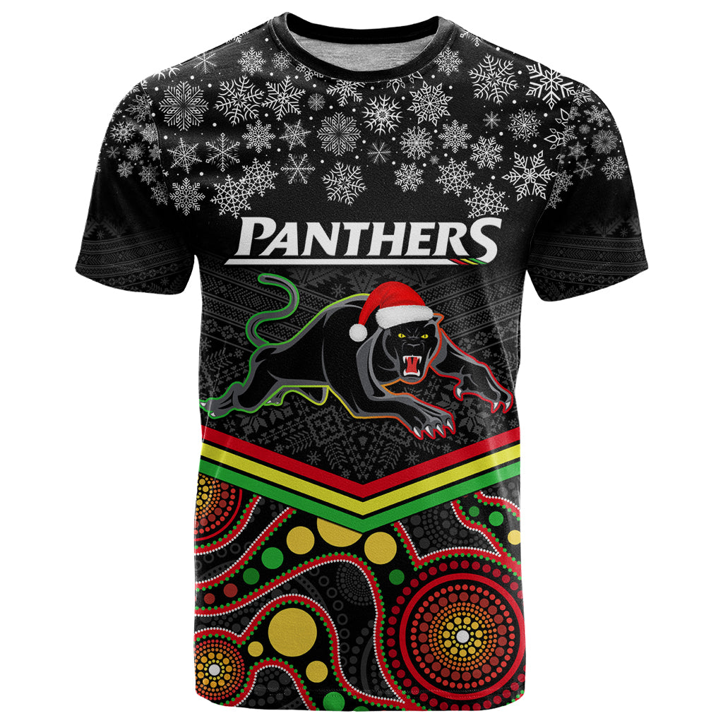 custom-panthers-rugby-christmas-t-shirt-merry-xmas-2023-mix-aboriginal-art-black-version