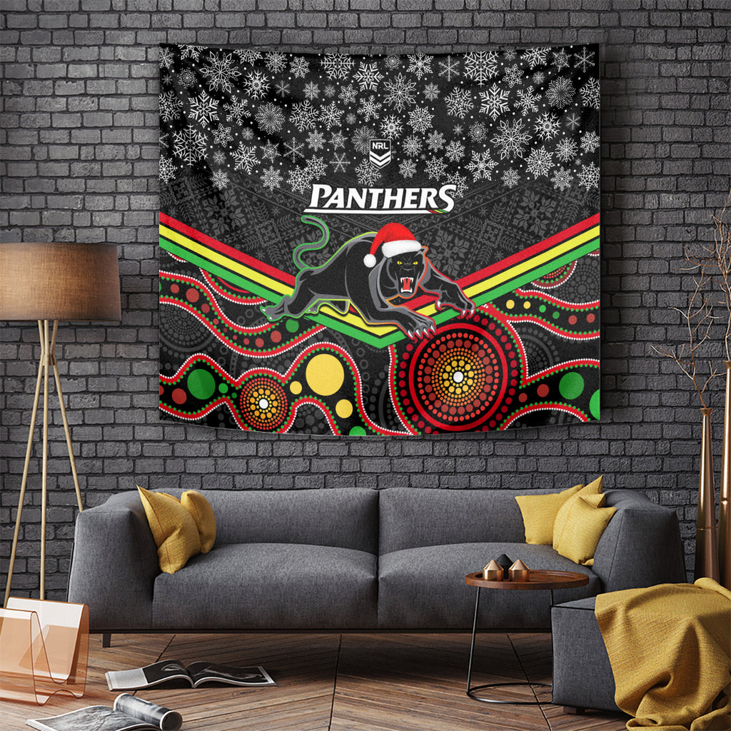 custom-panthers-rugby-christmas-tapestry-merry-xmas-2023-mix-aboriginal-art-black-version