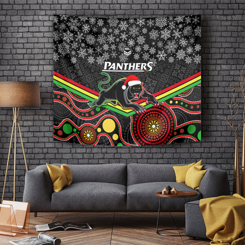 custom-panthers-rugby-christmas-tapestry-merry-xmas-2023-mix-aboriginal-art-black-version