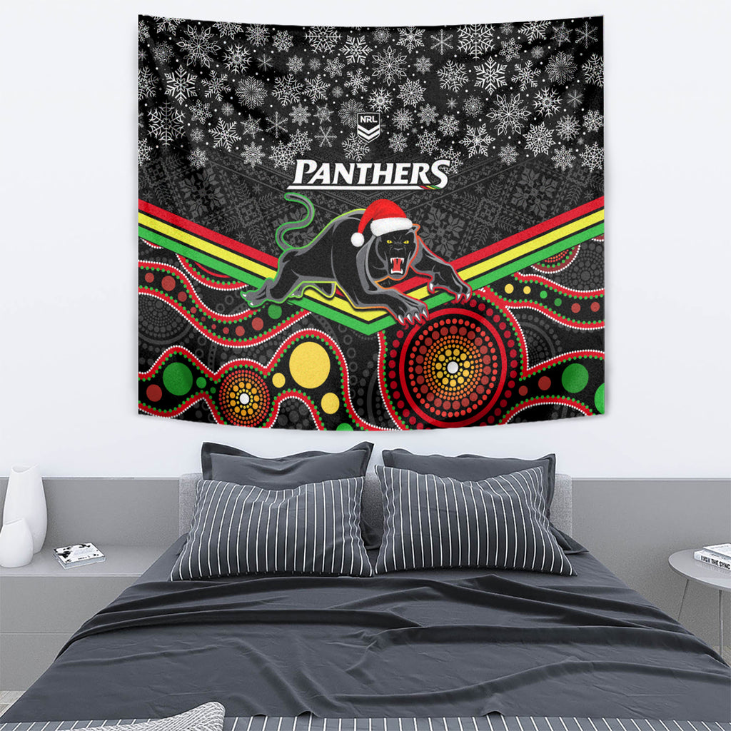 custom-panthers-rugby-christmas-tapestry-merry-xmas-2023-mix-aboriginal-art-black-version
