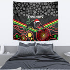 custom-panthers-rugby-christmas-tapestry-merry-xmas-2023-mix-aboriginal-art-black-version