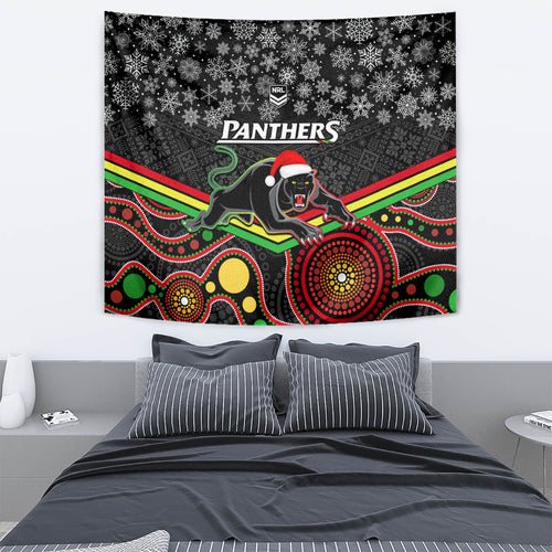 custom-panthers-rugby-christmas-tapestry-merry-xmas-2023-mix-aboriginal-art-black-version