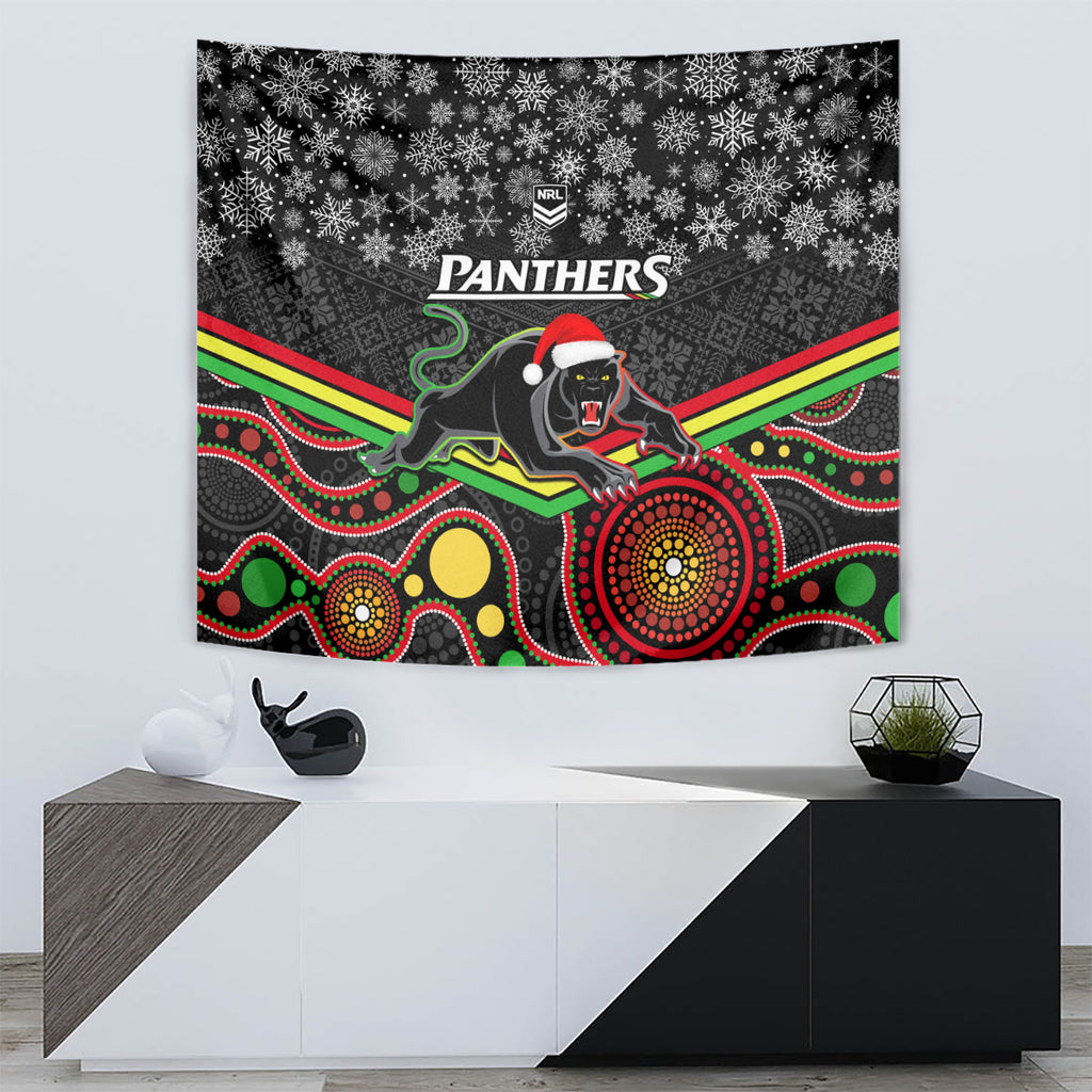 custom-panthers-rugby-christmas-tapestry-merry-xmas-2023-mix-aboriginal-art-black-version