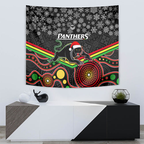 custom-panthers-rugby-christmas-tapestry-merry-xmas-2023-mix-aboriginal-art-black-version