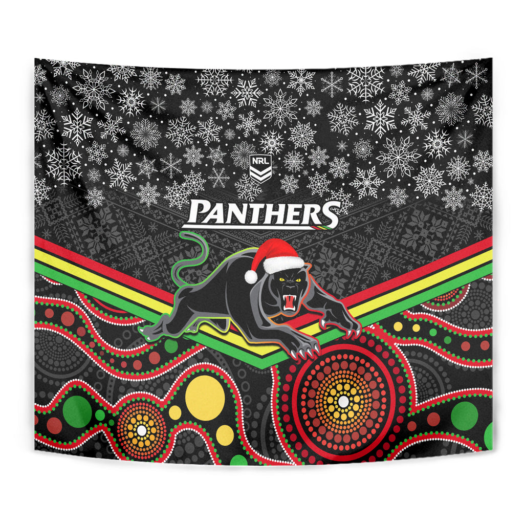 custom-panthers-rugby-christmas-tapestry-merry-xmas-2023-mix-aboriginal-art-black-version