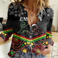 custom-panthers-rugby-christmas-women-casual-shirt-merry-xmas-2023-mix-aboriginal-art-black-version