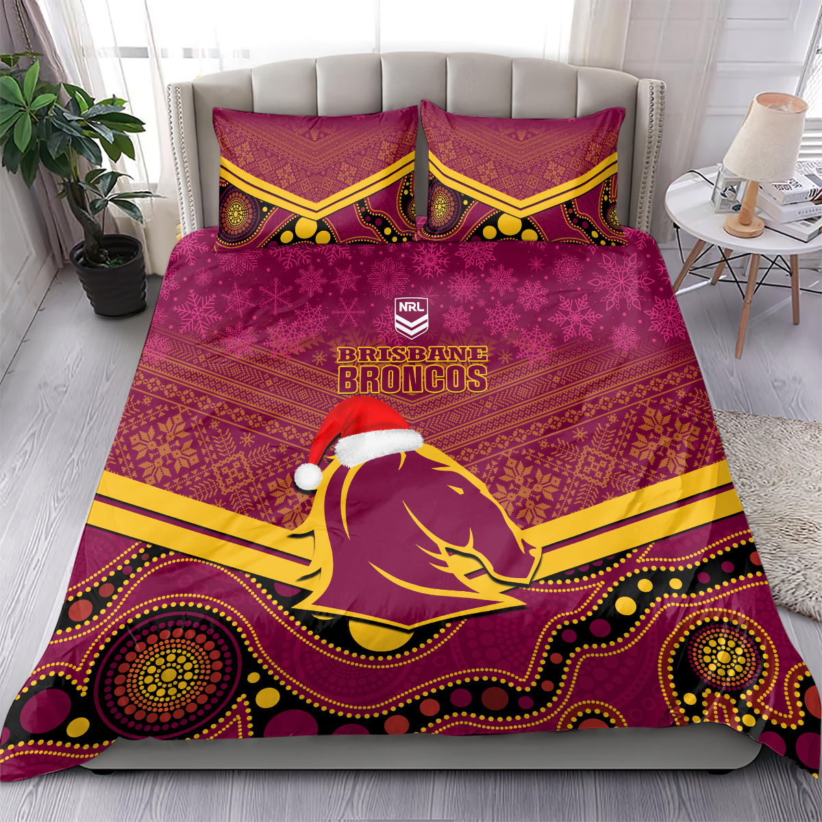 custom-brisbane-broncos-rugby-christmas-bedding-set-merry-xmas-2023-mix-aboriginal-art